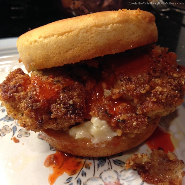 Spicy fried chicken biscuit with honey butter and hot sauce (inspired by Brooklyn restaurant Pies n Thighs)
